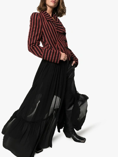 Shop Ann Demeulemeester Striped Asymmetric Blazer In Black