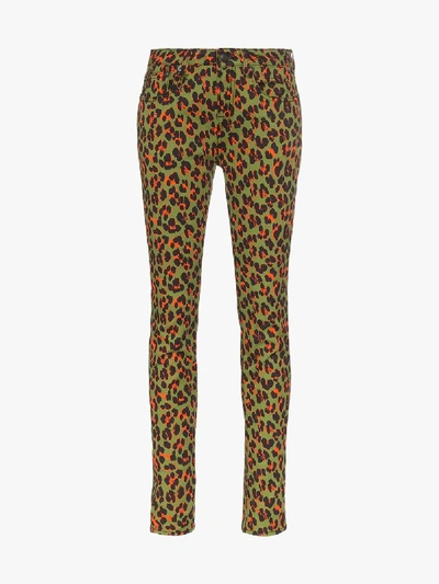 Shop R13 X Alison Mosshart Leopard Print Skinny Jeans In Green