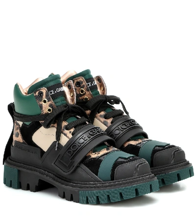 Shop Dolce & Gabbana Trekking Leather Ankle Boots In Multicoloured