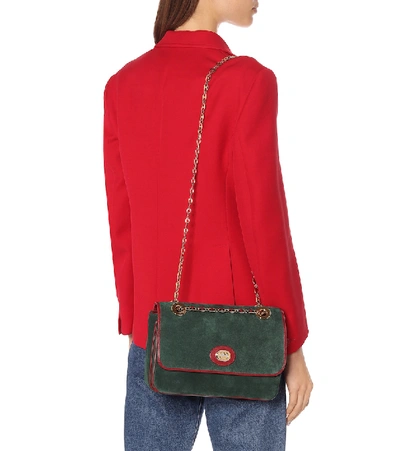 Shop Gucci Marina Small Suede Shoulder Bag In Green