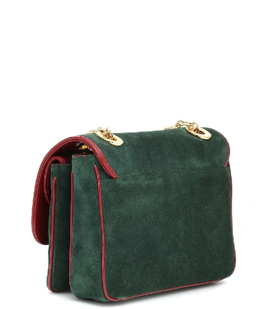 Shop Gucci Marina Small Suede Shoulder Bag In Green