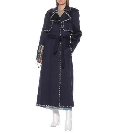 Shop Khaite Roman Wool-blend Trench Coat In Blue