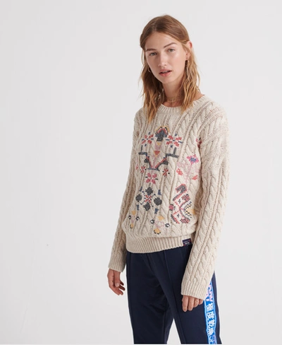 Superdry Rodeo Cross Stitch Knit Jumper In White | ModeSens