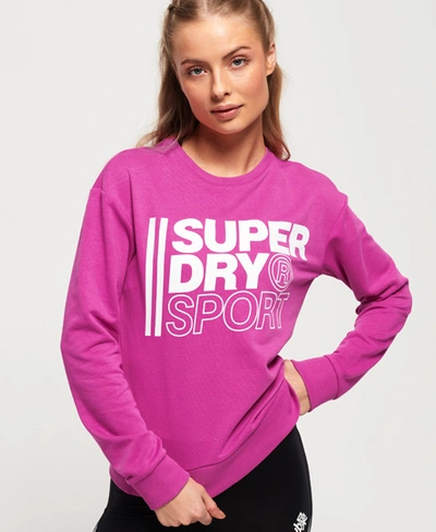 Shop Superdry Core Sport Crew Sweatshirt In Fuchsia