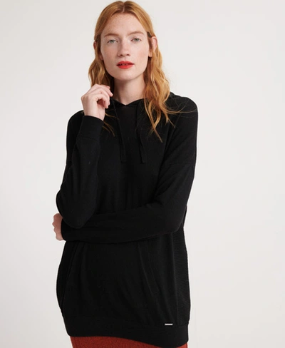 Shop Superdry Jayden Luxe Hooded Knit In Black