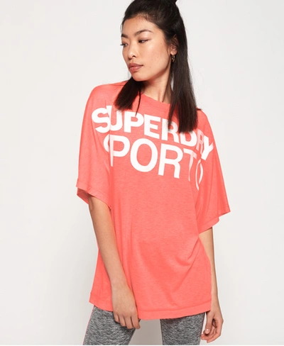 Shop Superdry Active Loose Boyfriend T-shirt In Pink