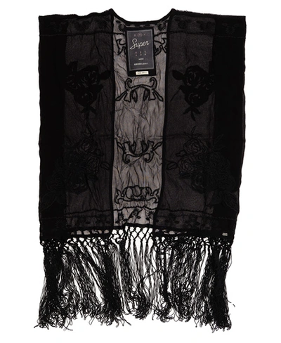 Shop Superdry Vintage Folk Stitch Kimono Top In Black