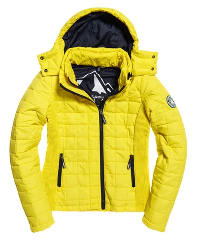 Superdry Hooded Box Quilt Fuji Jacket In Yellow | ModeSens
