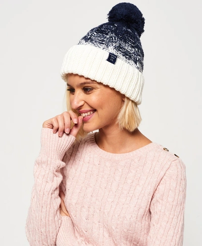 Shop Superdry Clarrie Cable Beanie In Navy