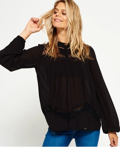 Shop Superdry Daisy Floaty Blouse In Black