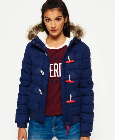 Shop Superdry Marl Toggle Puffle Jacket In Navy