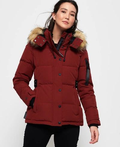 Shop Superdry Premium Rescue Down Jacket In Red