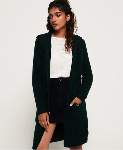 Shop Superdry Taylor Hooded Longline Cardigan In Green