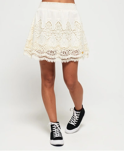 Shop Superdry Amanda Lace Skirt In Cream