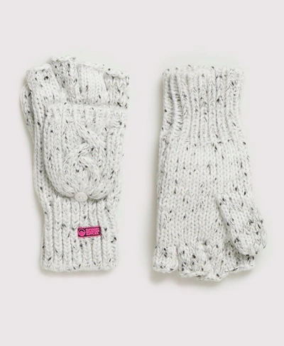 Shop Superdry Gracie Cable Gloves In Light Grey