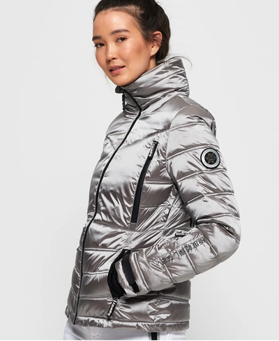 Superdry Slim Chevron Funnel Puffer Jacket In Silver | ModeSens