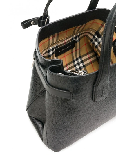 Shop Burberry Banner Leather Crossbody Bag In Black