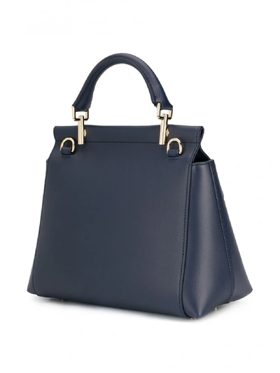 Shop Roger Vivier Viv Cabas Small Leather Shoulder Bag In Blue