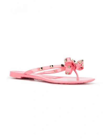 Shop Valentino Rockstud Flip Flops In Pink