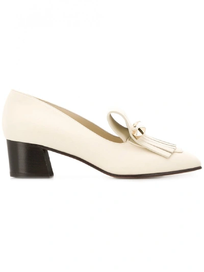 Shop Valentino Uptown Leather Loafers In White