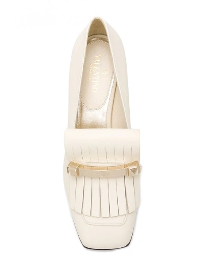 Shop Valentino Uptown Leather Loafers In White