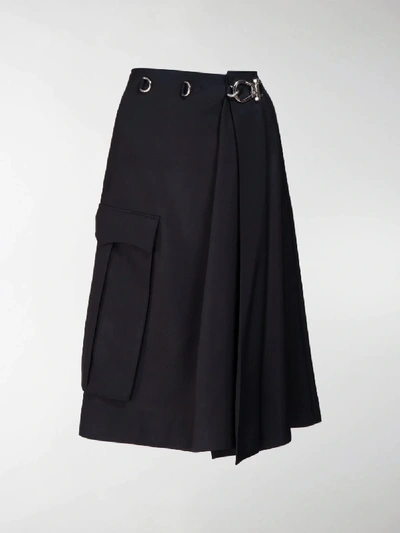 Shop Prada A-line Buckle Skirt In Black