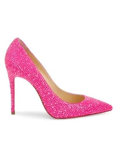Shop Christian Louboutin Women's Kate 100 Strass Leather Pumps In Diva Pink