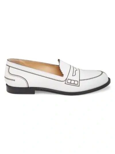 Shop Christian Louboutin Mocalaureat Leather Loafers In Navy White