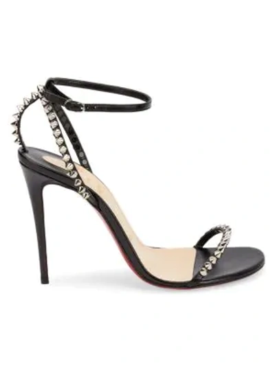 Shop Christian Louboutin So Me Spike Leather Sandals In Black Silver