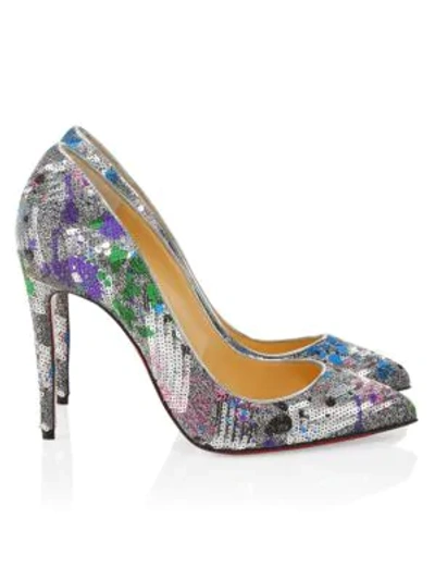 Shop Christian Louboutin Pigalle Follies 100 Paillette Pumps In Silver