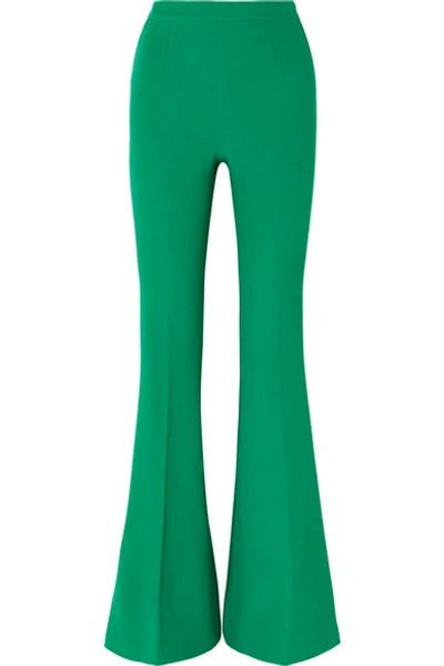Shop Safiyaa Halluana Stretch-crepe Flared Pants In Emerald