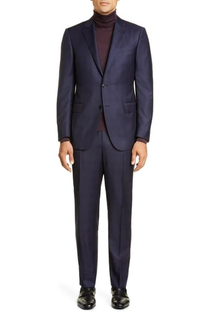 Shop Ermenegildo Zegna Classic Fit Plaid Wool Suit In Navy