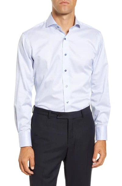 Shop Lorenzo Uomo Trim Fit Stripe Dress Shirt In White/ Blue