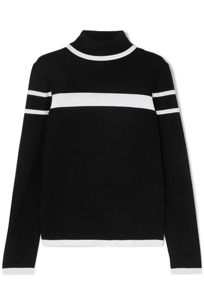 Shop Erin Snow Kito Striped Merino Wool Turtleneck Sweater In Black