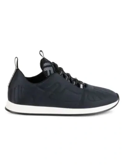 Shop Fendi Ff Quilted Sneakers In Blue