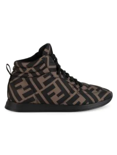 Shop Fendi Women's Logo High-top Sneakers In Tabacco