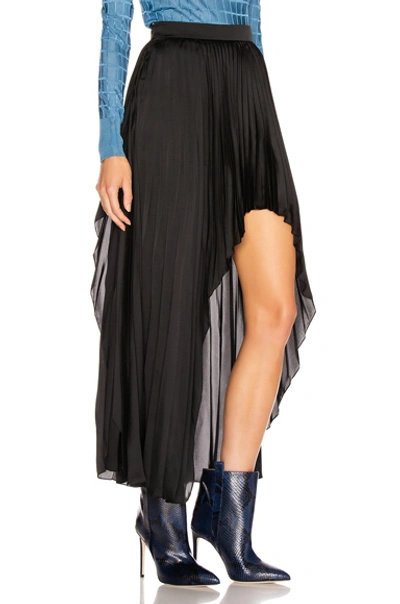 Shop Stella Mccartney Allora Pleated Satin Skirt In Black
