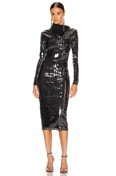 Shop Y/project Striped Turtleneck Dress In Black