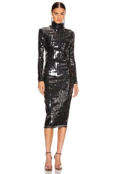 Shop Y/project Striped Turtleneck Dress In Black