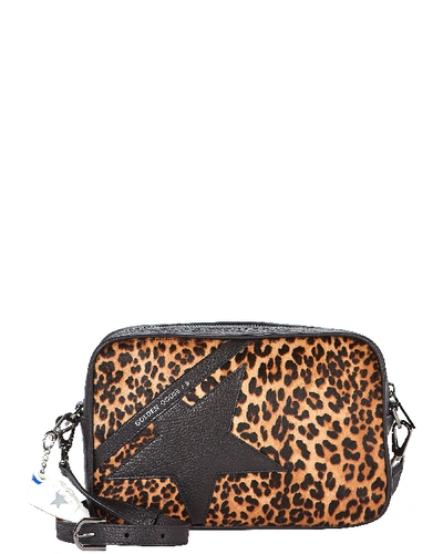 Shop Golden Goose Logo Star Leopard Crossbody Bag In Brown