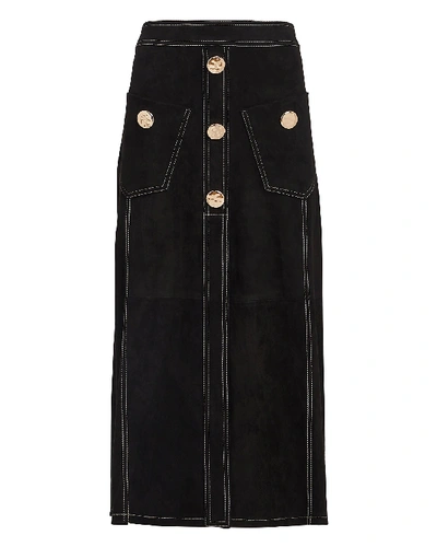 Shop Alexis Balton Suede Midi Skirt In Black