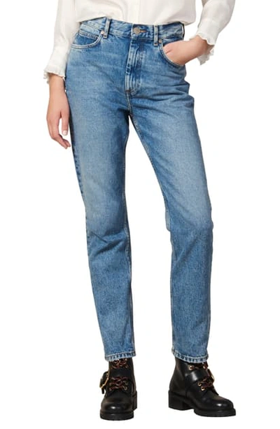 Shop Sandro Jen Straight Leg Nonstretch Jeans In Blue Vintage Denim