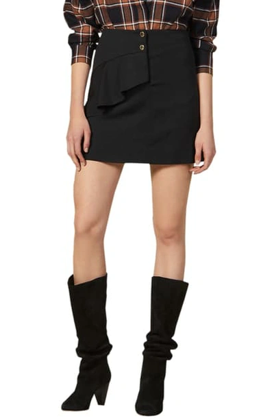 Shop Sandro Janne Ruffle Detail Miniskirt In Black