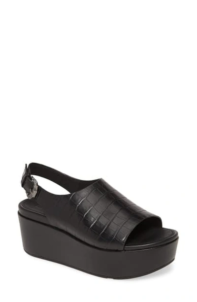 Shop Fitflop Eloise Platform Sandal In All Black Leather