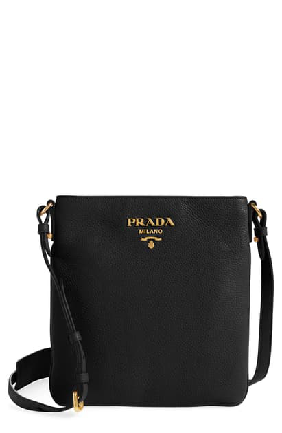 Prada Daino Leather Flat Crossbody Bag In Cammeo | ModeSens