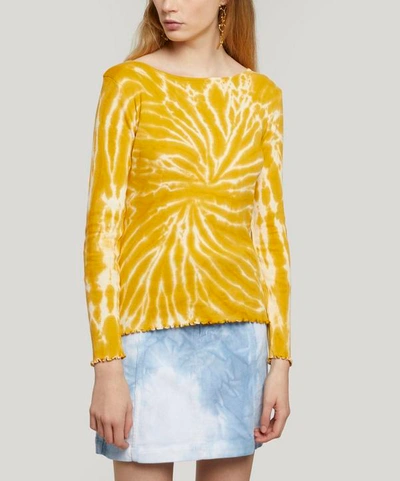 Shop Paloma Wool Flor Tie-dye Long Sleeve Cotton Top In Yellow