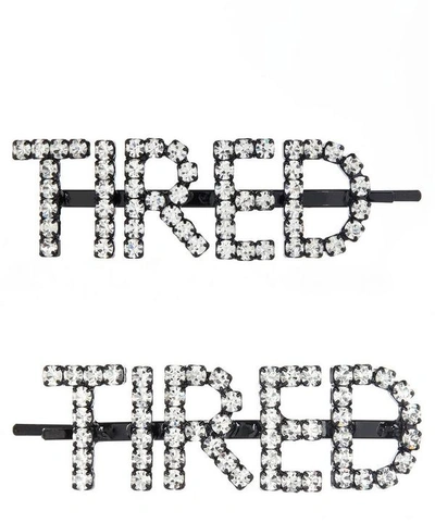 Shop Ashley Williams Tired Crystal Hair Pins In Silver