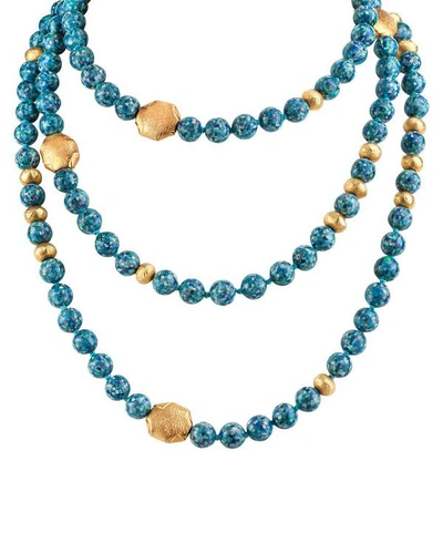 Shop Kojis Mosaic Opal Three-tier Necklace In Gold