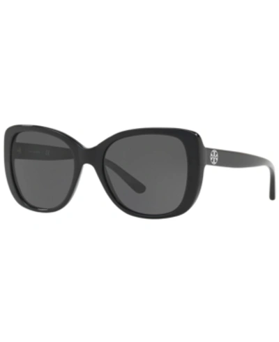 Shop Tory Burch Sunglasses, Ty7114 53 In Black/dark Grey Solid
