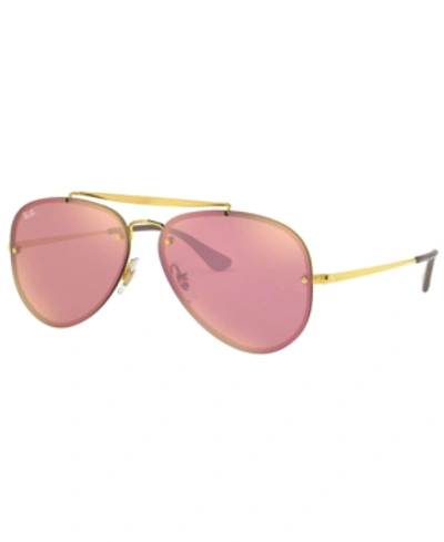 Shop Ray Ban Ray-ban Sunglasses, Rb3584n 61 Blaze Aviator In Gold/pink Mirror Pink